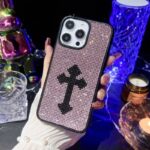 Fashion Crystal Diamond Cross iPhone Case- pink