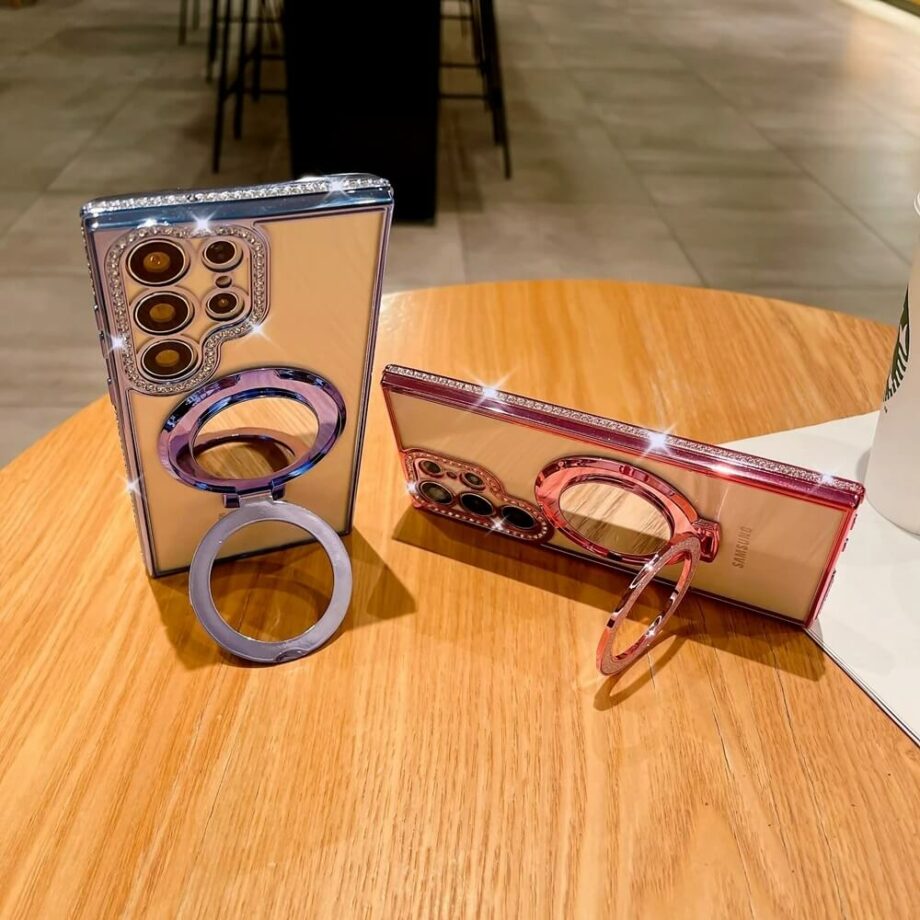 Glitter Diamond Mirror Plating Case With Stand Holder