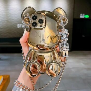 Gold Metallic 3D Bear Phone Case