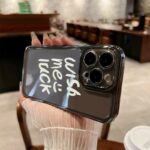 Shockproof Wish Me Luck Transparent iPhone Case - Black