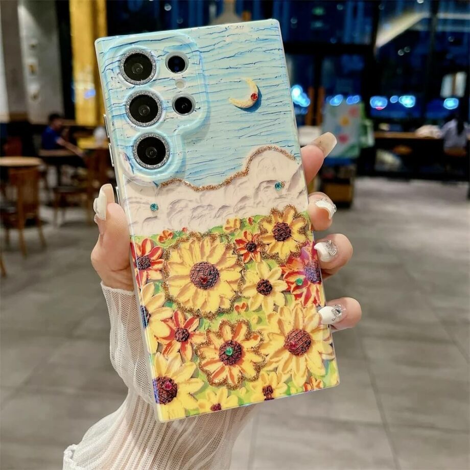 Flower Glitter ART Painting Case for Samsung S24 Series