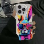 Silver Color Cute Watercolor Bunny iPhone Case