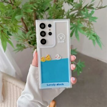 Dynamic Blue Liquid Duck Floating Phone Case