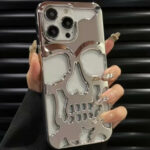 Hollow 3D Skull iPhone Case- silver
