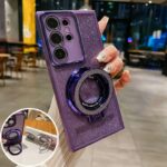 Magnetic Glitter Samsung Case With Ring Stand - Purple