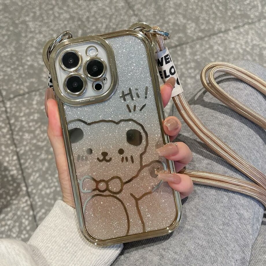 Panda Crossbody Gold Glitter Phone Case