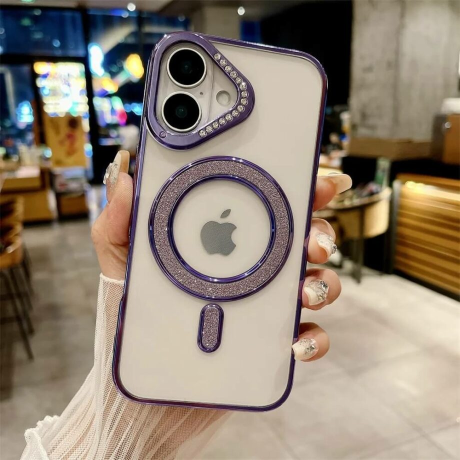 Purple Color Diamond Magnetic Phone Case