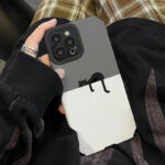 Stretching Black Cat Minimalist Phone Case (2)