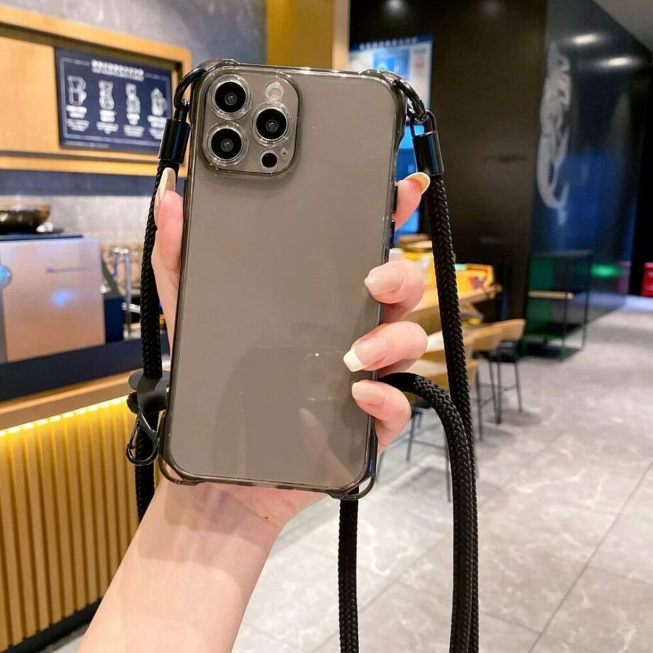 Black Transparent Case with Adjustable Crossbody Strap