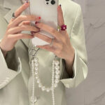 Pearl Chain Strap Clear iPhone Case (2)