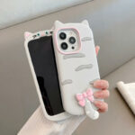 3D Cat Ear with Pink Bow Soft Silicone iPhone Case