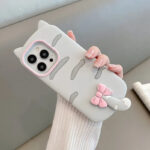 Cute 3D Cat Ear with Pink Bow Silicone iPhone Case