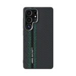 green accent carbon fiber microrelief case samsung s25 ultra