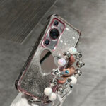 Glam Heart Mirror Charm Huawei Case with Beaded Bracelet Strap