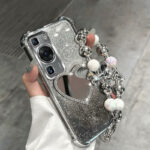 Silver-Glam-Heart-Mirror-Charm-Huawei-Case-with-Beaded-Bracelet.