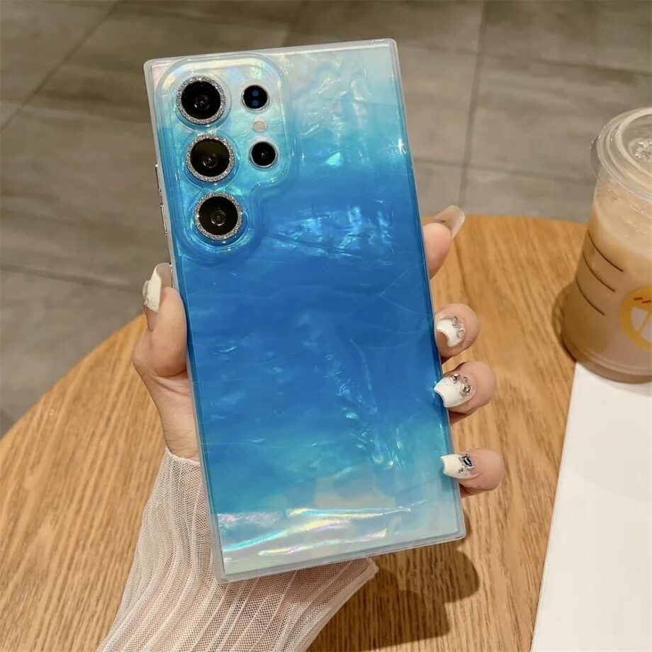 Aurora Gradient Laser Phone Case With Glass Camera Lens Protector