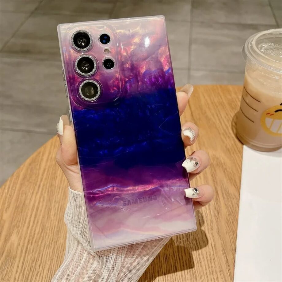 Aurora Purple Gradient Laser Case With Glass Camera Protector