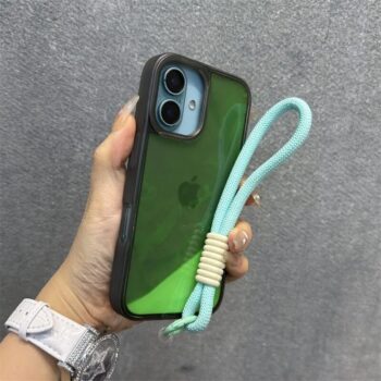 Luminous Neon Sand Liquid iPhone Case with Rope Wrist Strap
