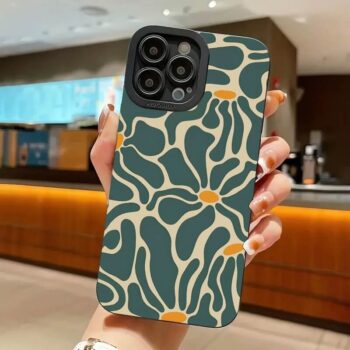 Matte Green Abstract Floral Art iPhone Case