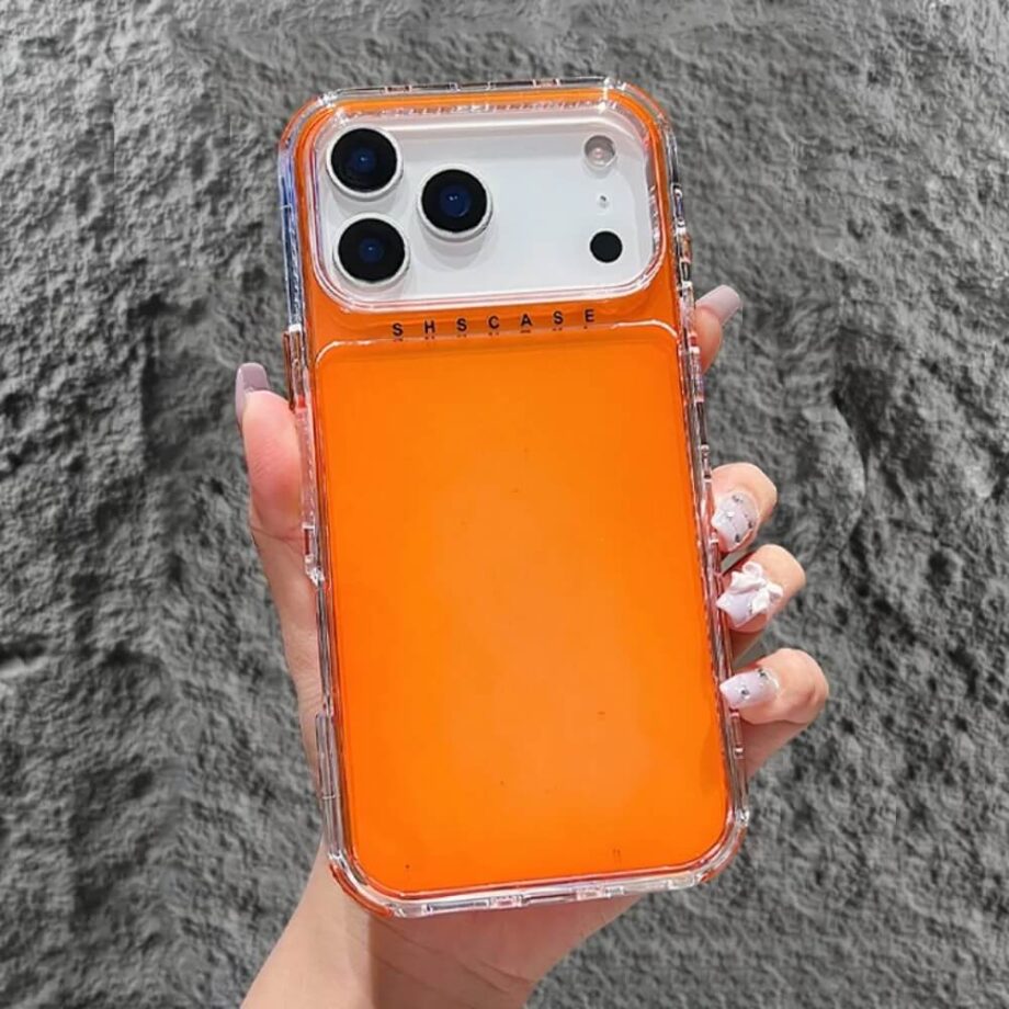 Orange Shockproof Transparent Fluorescent Case for iPhone 17 Models