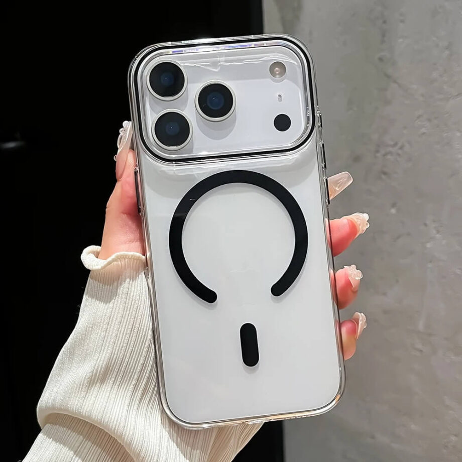 Clear Acrylic MagSafe iPhone Case with Black Colored Ring