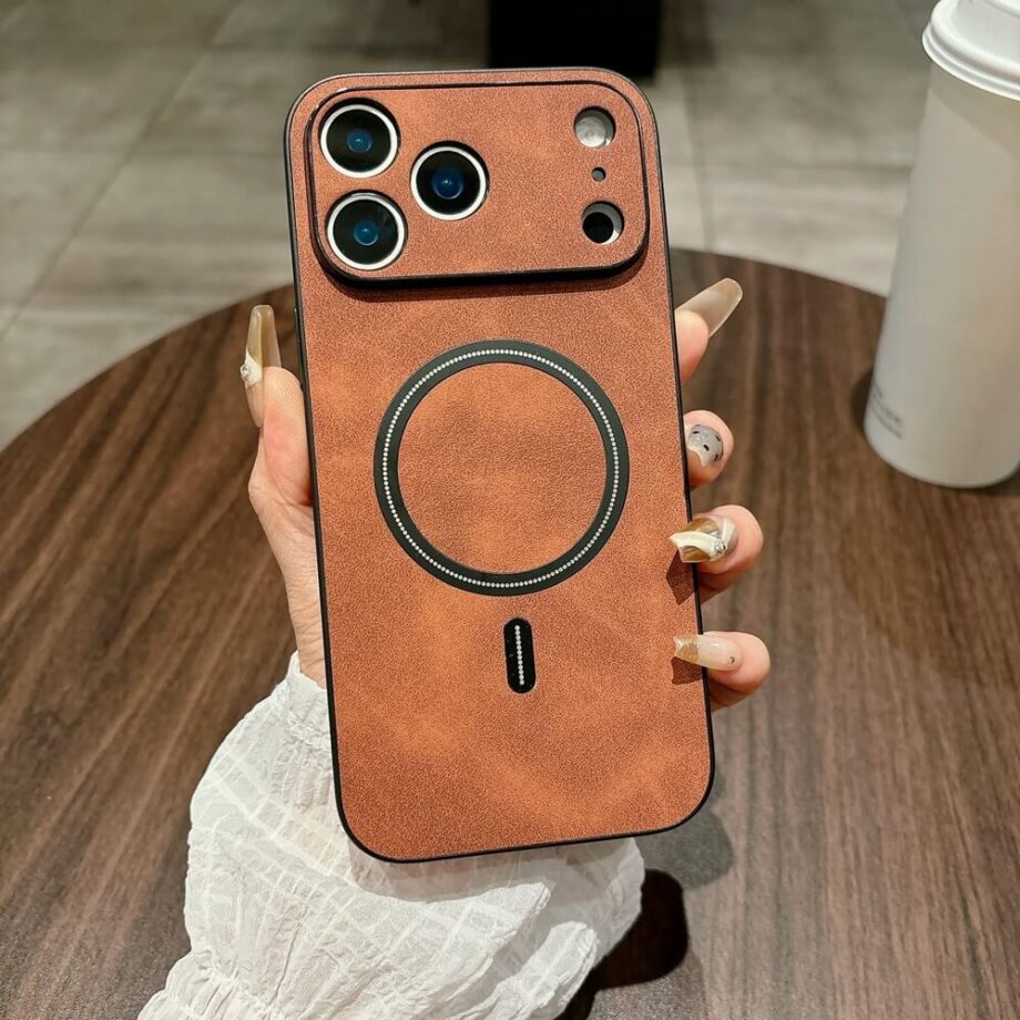 DarkBrown Leather MagSafe Case with Camera Bumper