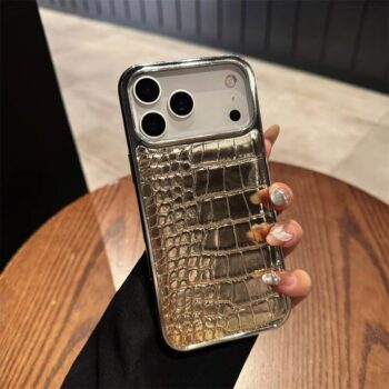 Glossy Crocodile Pattern Metallic Leather iPhone Case