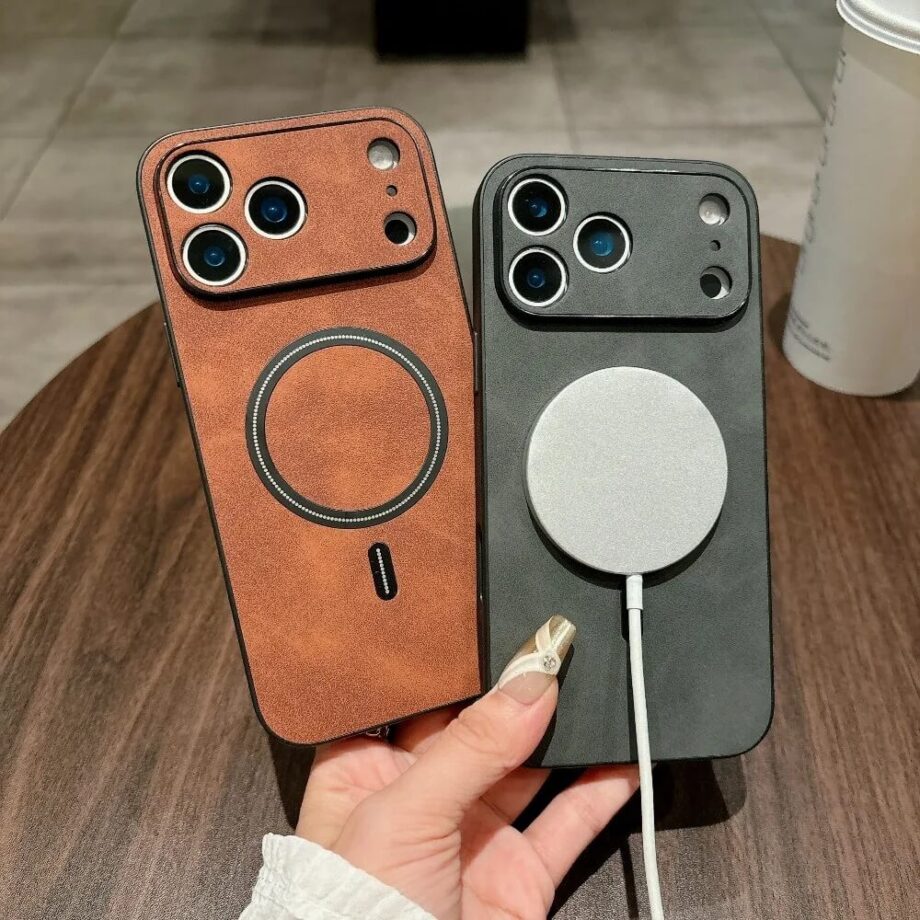 Leather MagSafe Case with Rectangular Camera Bumper for iPhone 17 Models