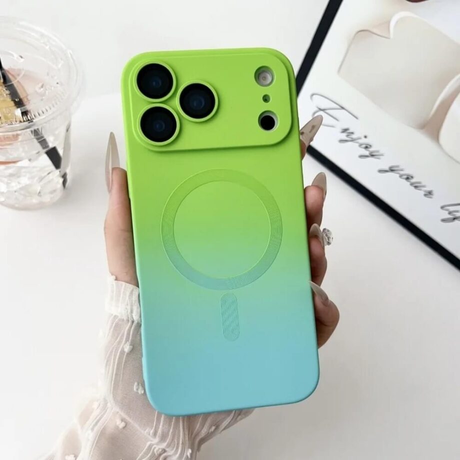MagSafe Gradient Silicone iPhone Case green_blue