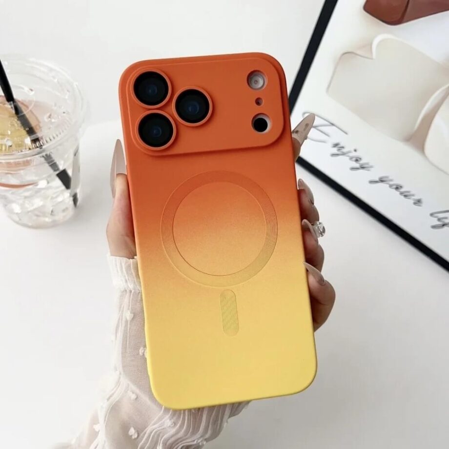 MagSafe Gradient Silicone iPhone Case- orange_yellow