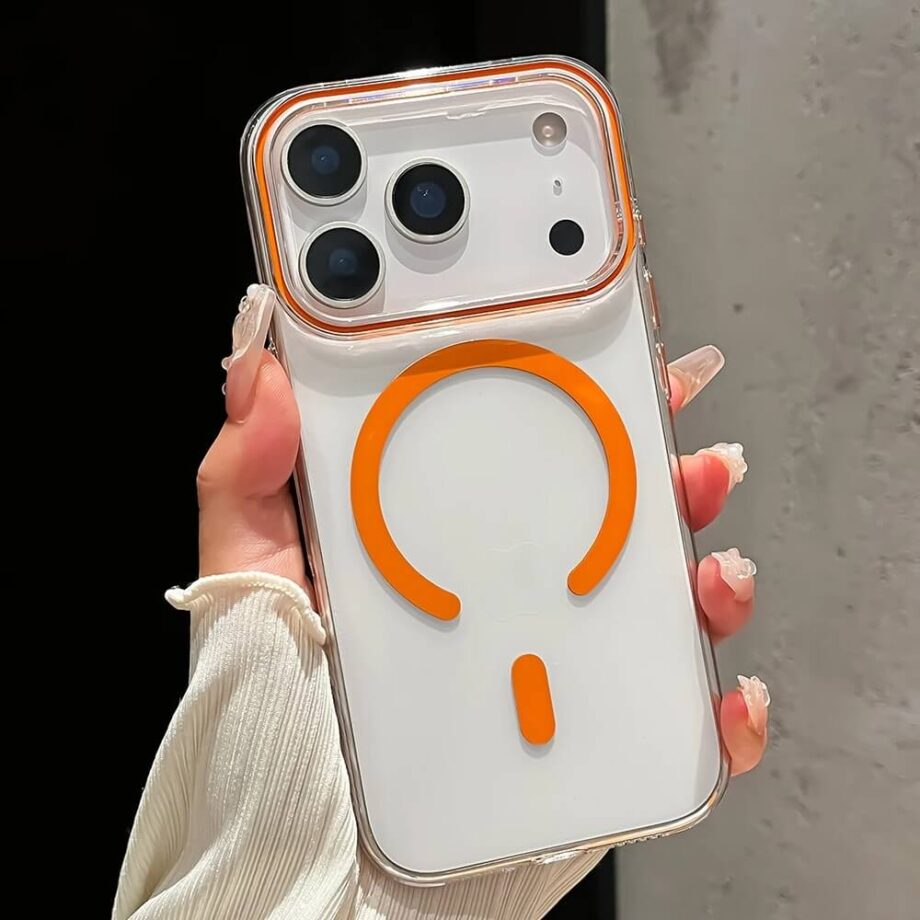 Orange Clear Acrylic MagSafe Case for iPhone 17 Series