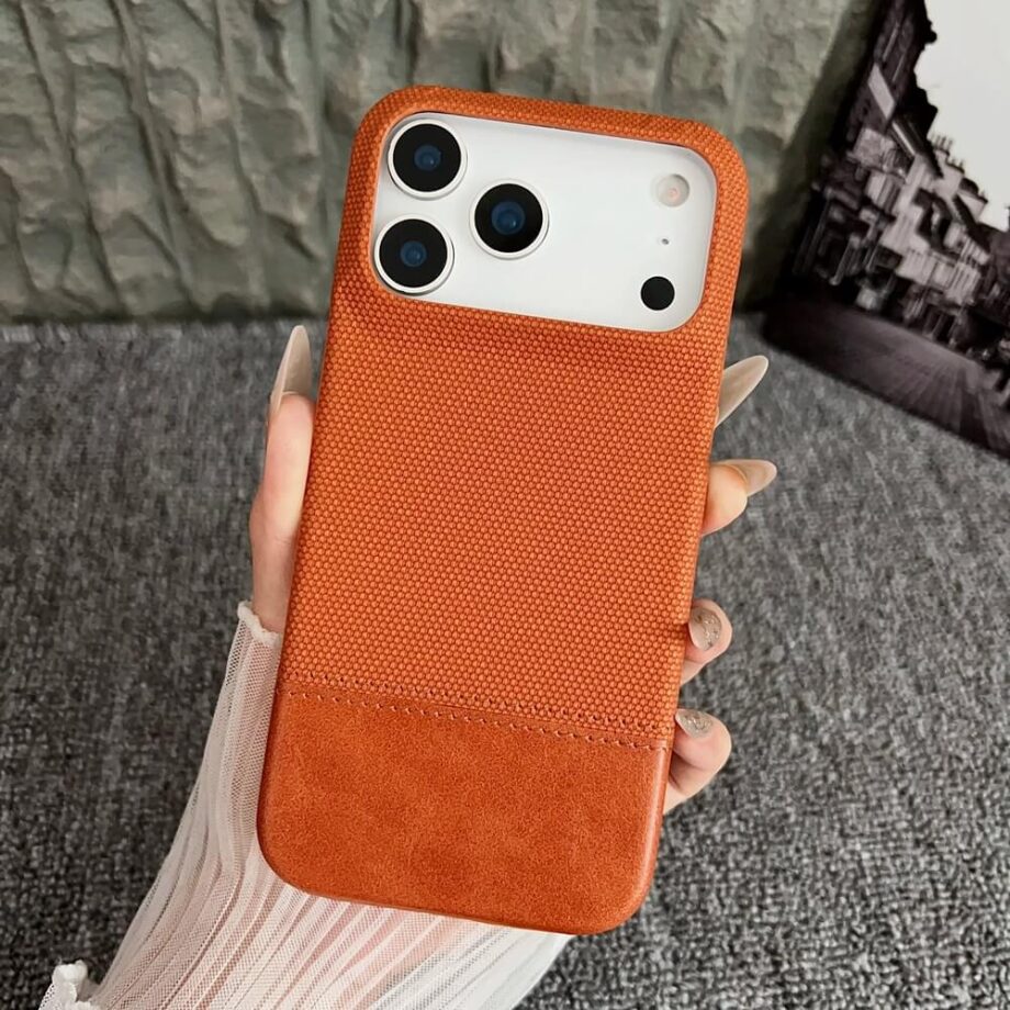 Orange Fabric Leather Texture Protective Case for iPhone 17 series