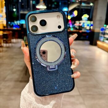 Bling Glitter Mirror Case with Ring Stand for iPhone 17 Models