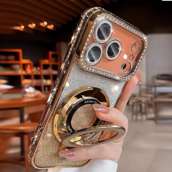 Glitter Sparkle Magnetic iPhone Case with Diamond Lens Protection