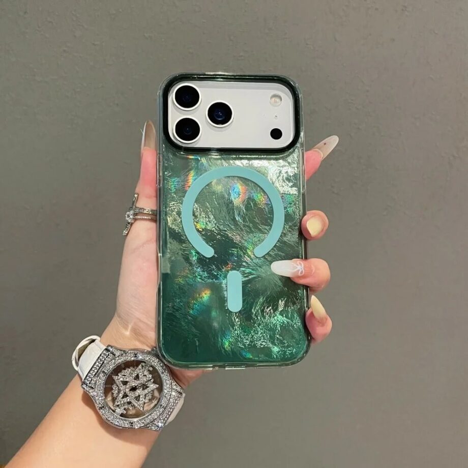 Green Holographic Radiant MagSafe Case for iPhone