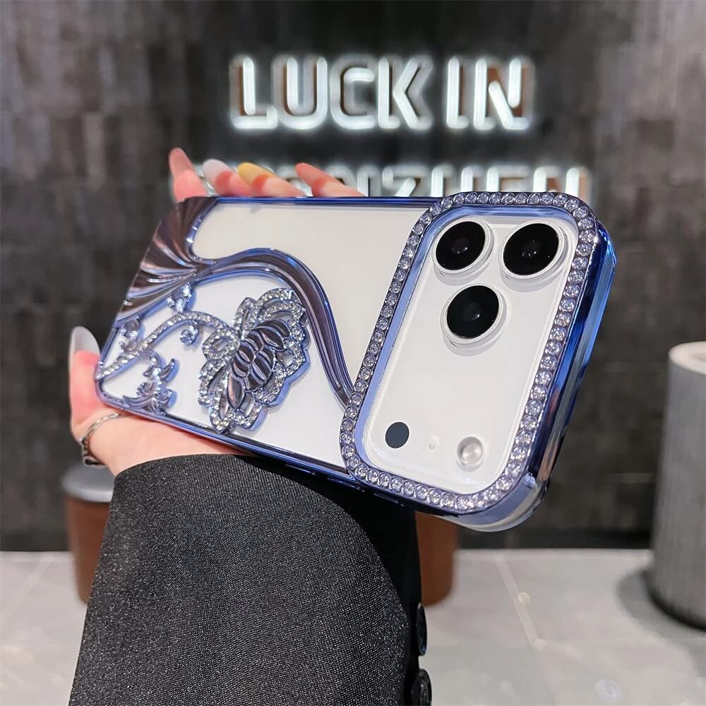 Luxury 3D Floral Diamond Frame Case for iPhone 17 Series Luxury 3D Floral Diamond Frame Case for iPhone 17 Series