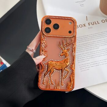 3D Crystal Deer Plating iPhone Case - 17 series