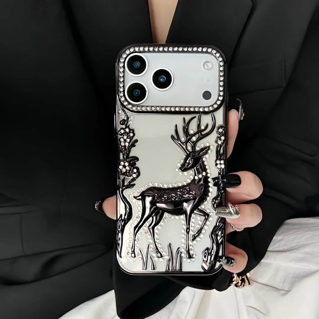 Black 3D Crystal Deer Plating iPhone Case Black 3D Crystal Deer Plating iPhone Case