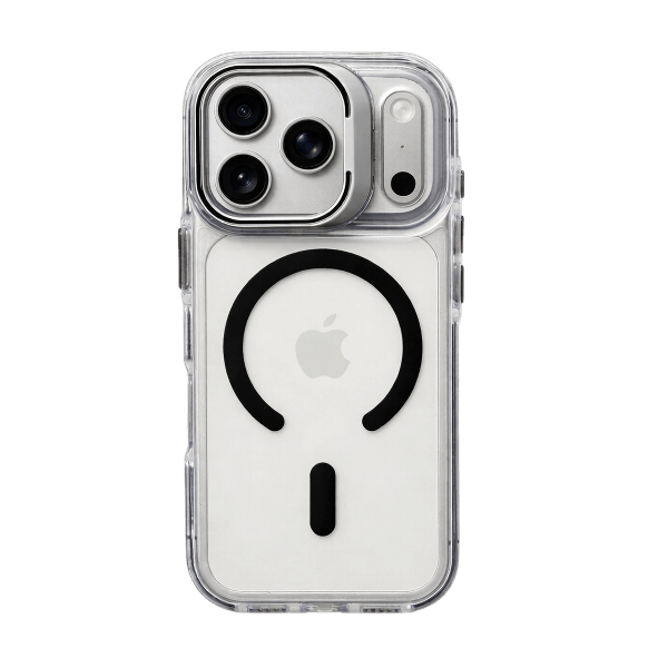 Clear MagSafe phone case back view with magnetic ring