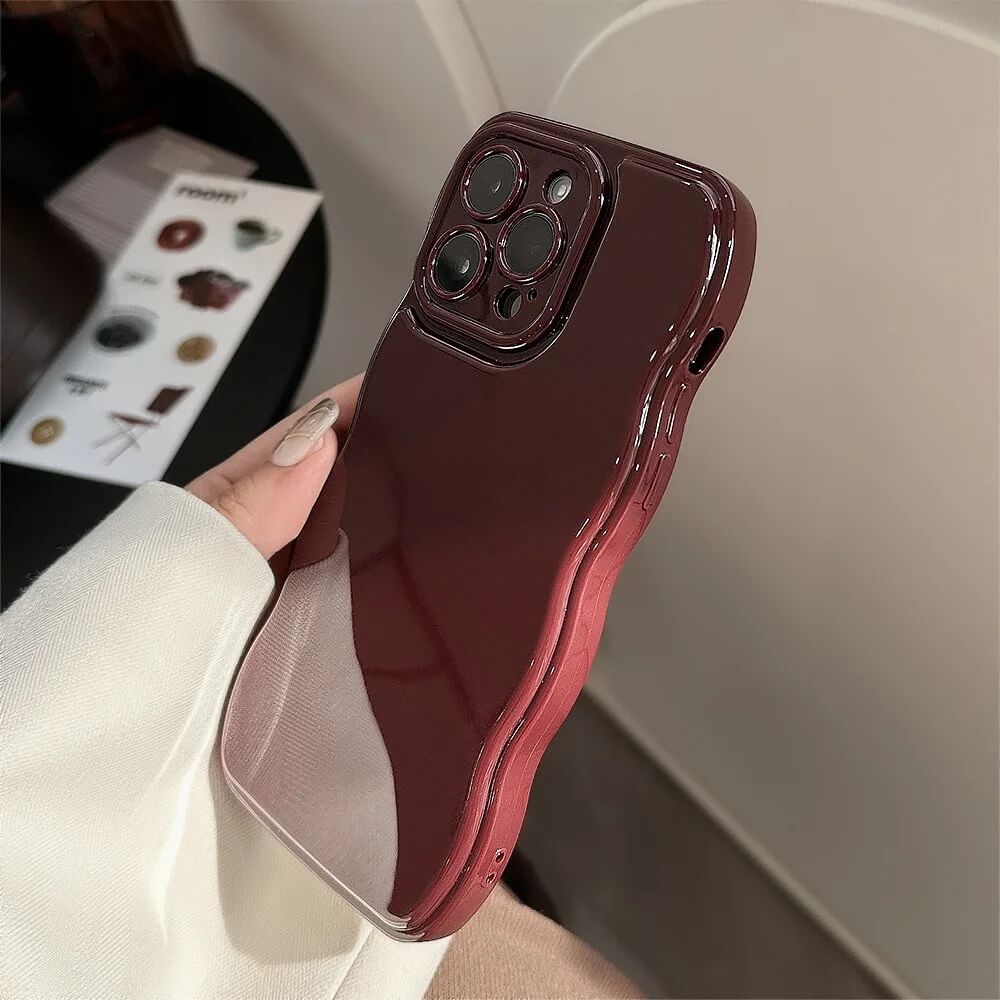 Glossy Wine Red Wavy Edge iPhone Case (1) Glossy Wine Red Wavy Edge iPhone Case (1)