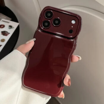 Glossy Wine Red Wavy Edge iPhone Case
