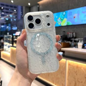 Illusory Amber Leopard Magnetic Clear iPhone Case