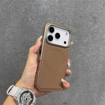 Luxury Magnetic Leather iPhone Case With Plated Frame
