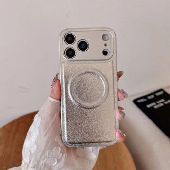 MagSafe Litchi Leather Solid Color Phone Case