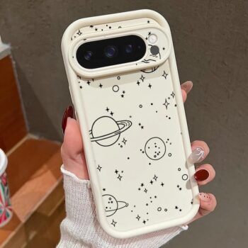 Minimal Space Planet Print Matte Protective Phone Case