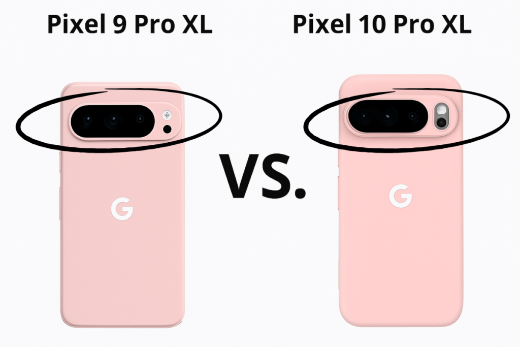 Pixel 9 Pro XL case vs Pixel 10 Pro XL rear camera bar comparison