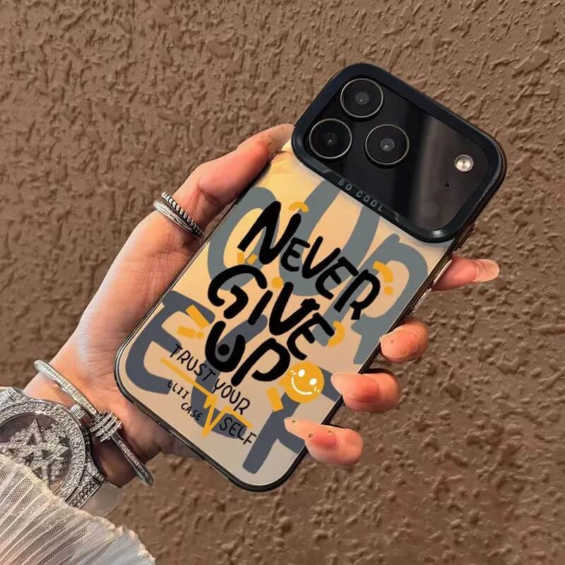 Black Never Give Up Quote Phone Case Black Never Give Up Quote Phone Case