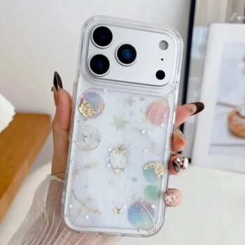 Clear Celestial Planet Glitter iPhone Case