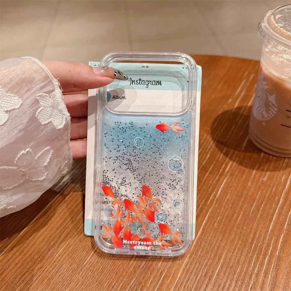 Clear Quicksand Liquid Glitter Goldfish Phone Case (2) Clear Quicksand Liquid Glitter Goldfish Phone Case (2)