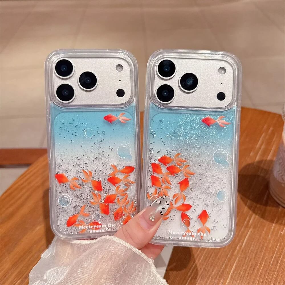 Clear Quicksand Liquid Glitter Goldfish Phone Case (4) Clear Quicksand Liquid Glitter Goldfish Phone Case (4)